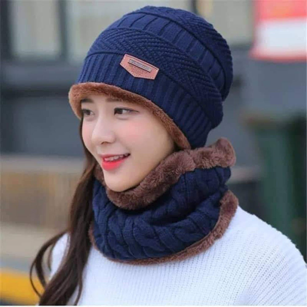🧤 Wool Cap With Neck Warmer | Beanie & Scarf Set With Fleece Mask