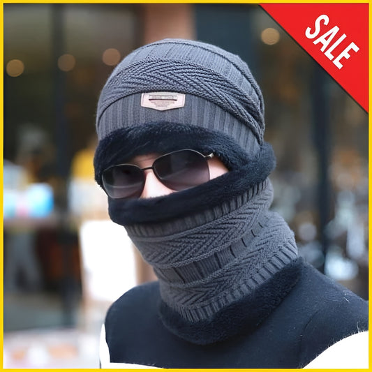 🧤 Wool Cap With Neck Warmer | Beanie & Scarf Set With Fleece Mask